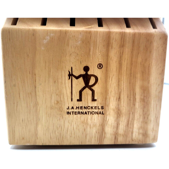 JA HENCKELS Wood Knife Block 14 Slot Kitchen Block Only 8.5x9.5x5.5" - Picture 4 of 11